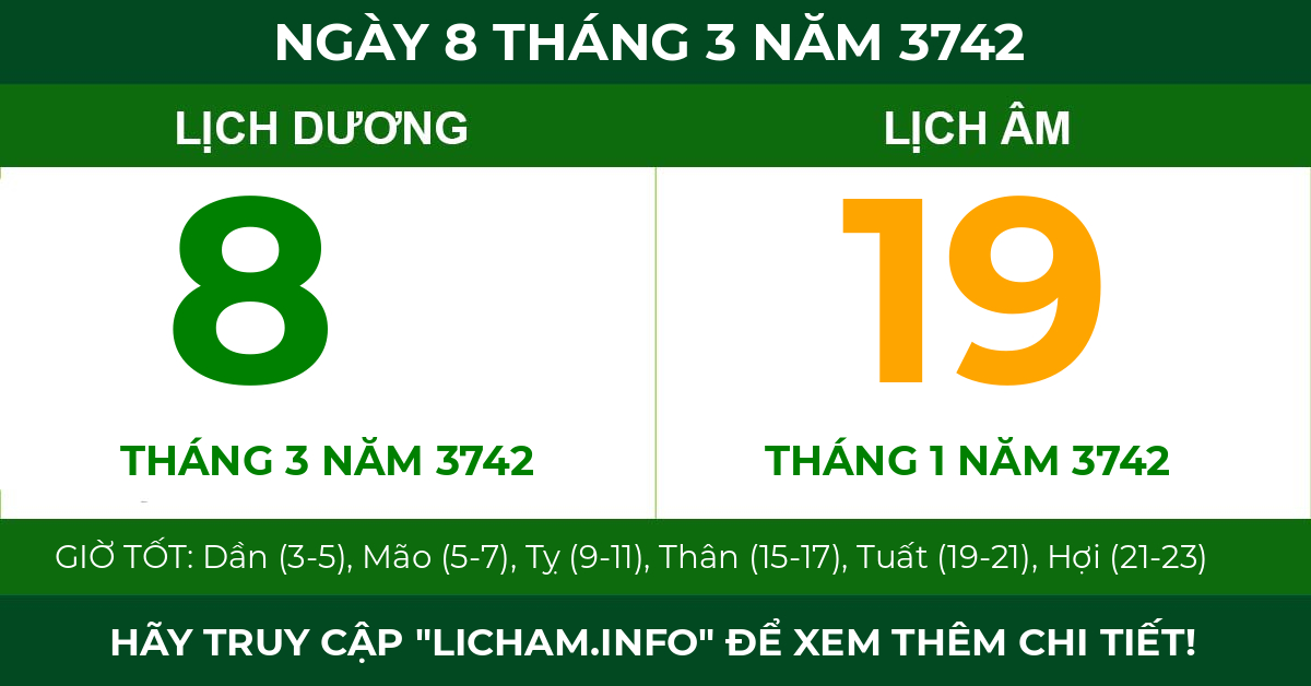 lịch âm ngày 8 tháng 3 năm 3742