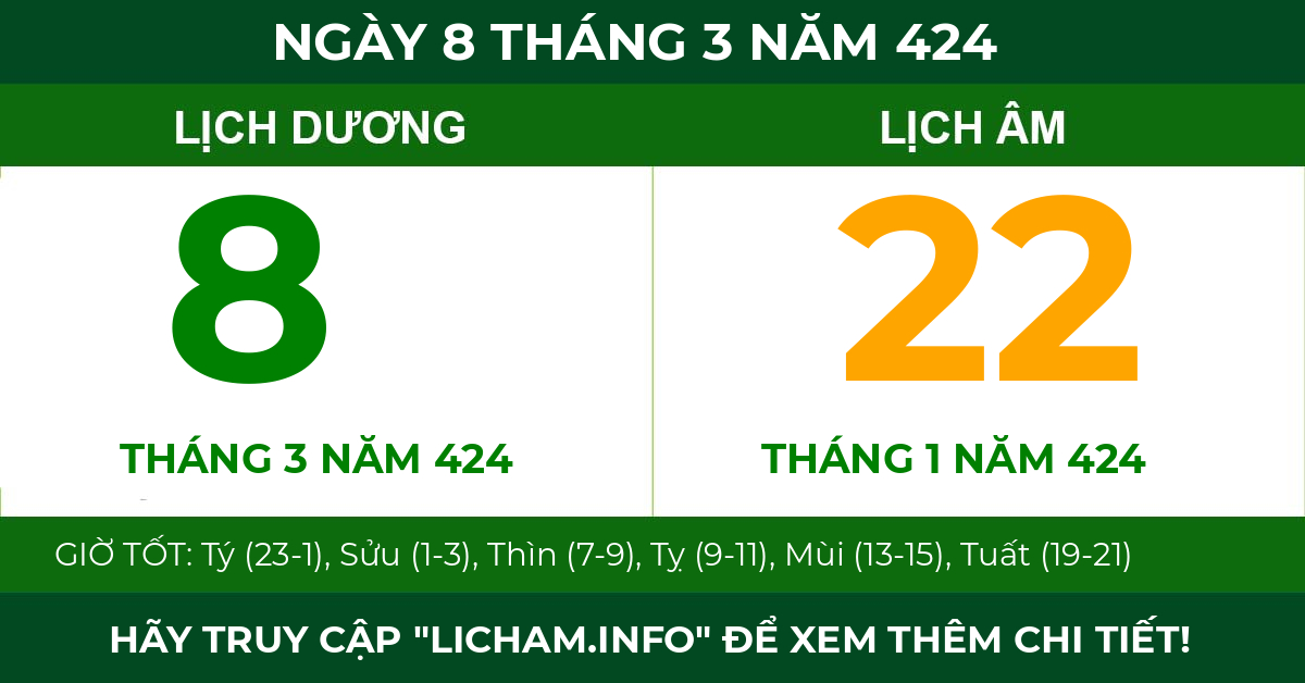 lịch âm ngày 8 tháng 3 năm 424