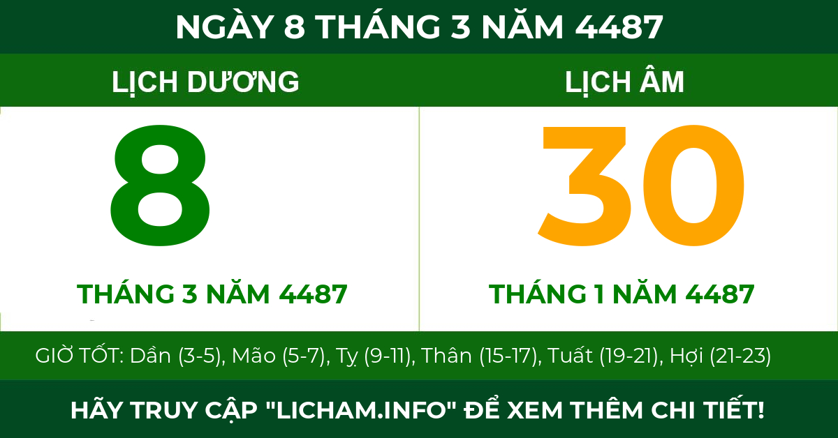 lịch âm ngày 8 tháng 3 năm 4487