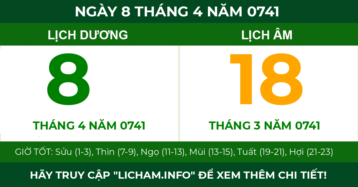 lịch âm ngày 8 tháng 4 năm 0741