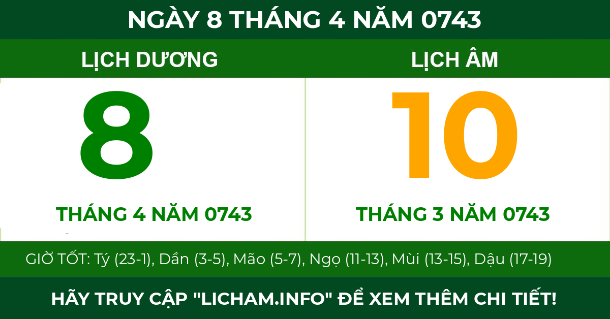 lịch âm ngày 8 tháng 4 năm 0743