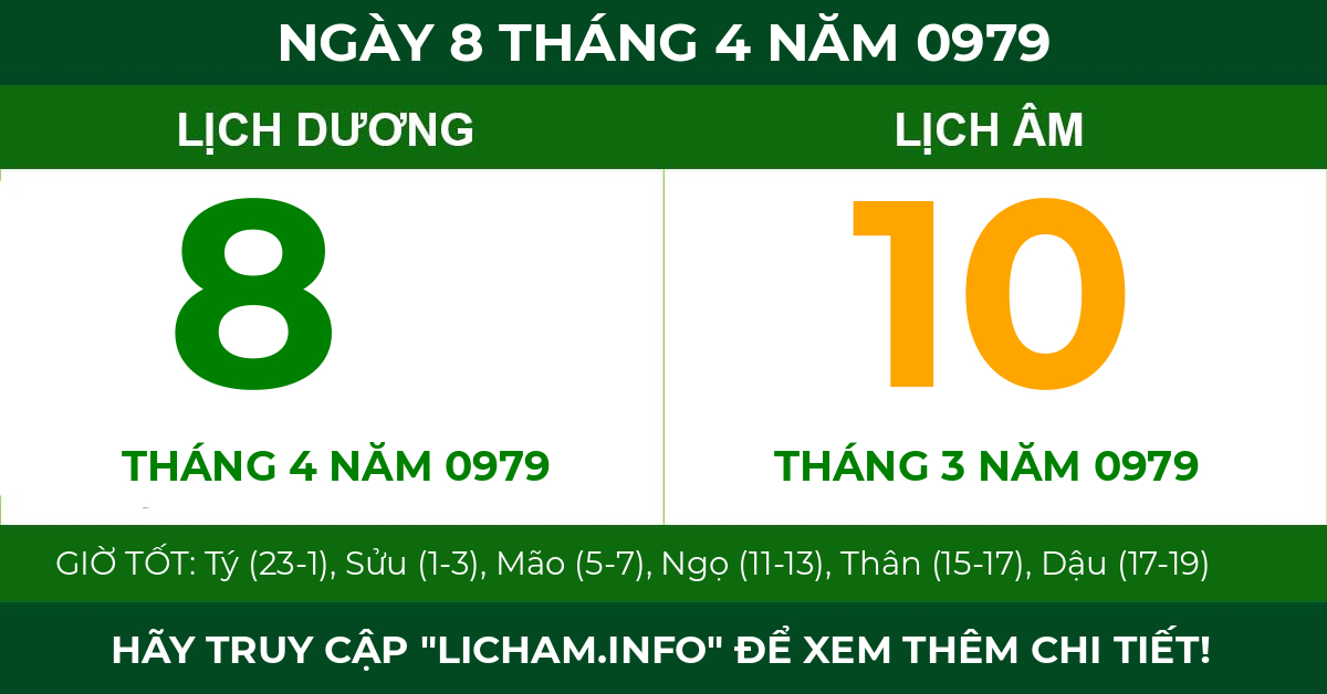 lịch âm ngày 8 tháng 4 năm 0979