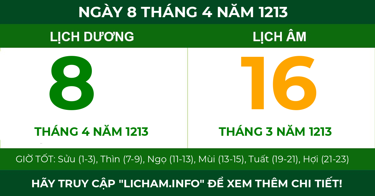 lịch âm ngày 8 tháng 4 năm 1213