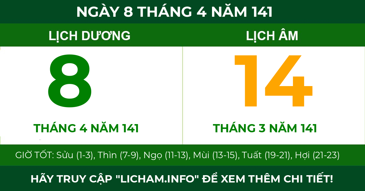 lịch âm ngày 8 tháng 4 năm 141