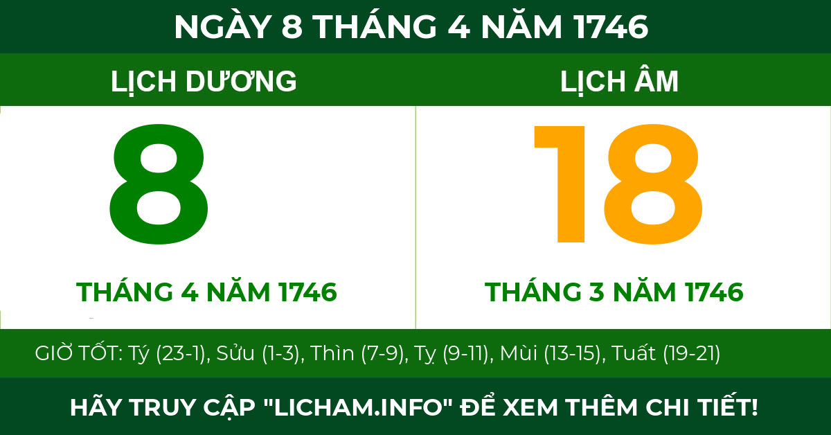 lịch âm ngày 8 tháng 4 năm 1746