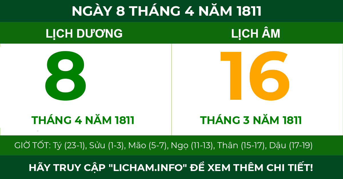 lịch âm ngày 8 tháng 4 năm 1811