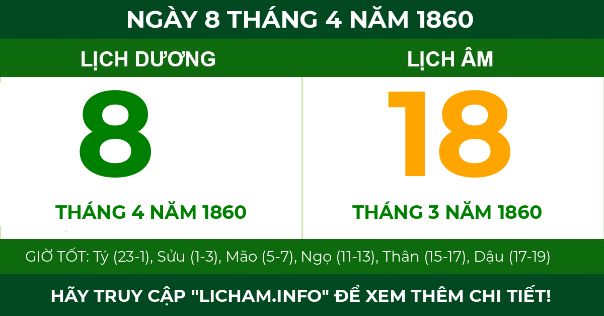 lịch âm ngày 8 tháng 4 năm 1860