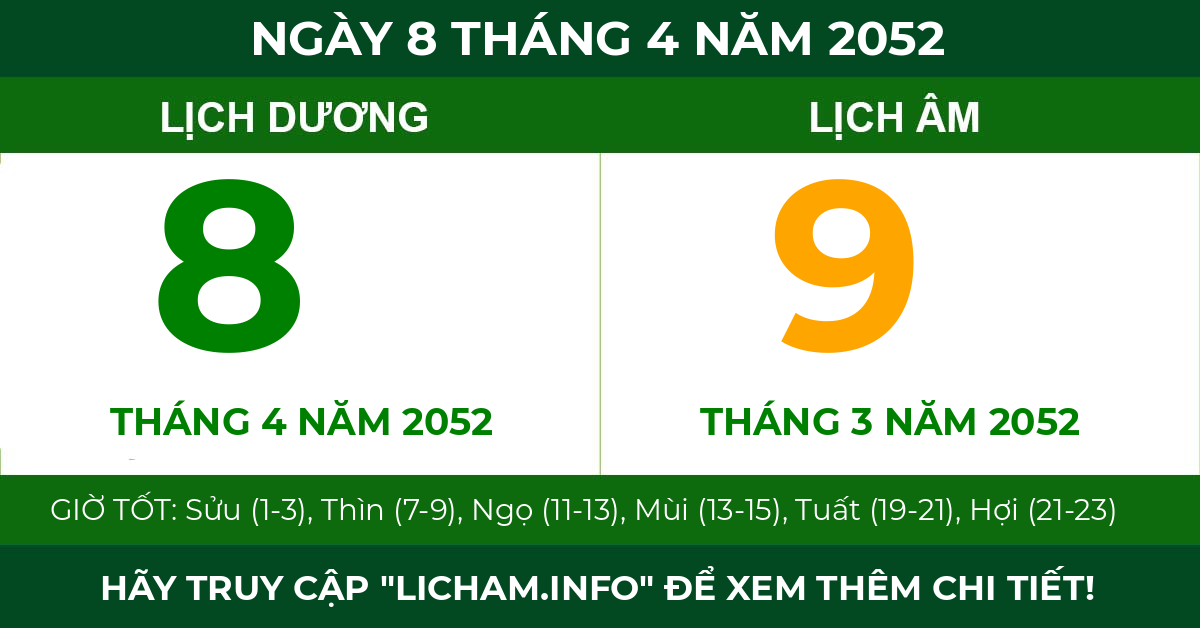 lịch âm ngày 8 tháng 4 năm 2052