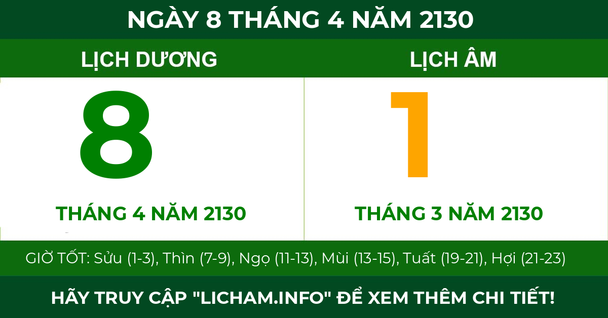 lịch âm ngày 8 tháng 4 năm 2130