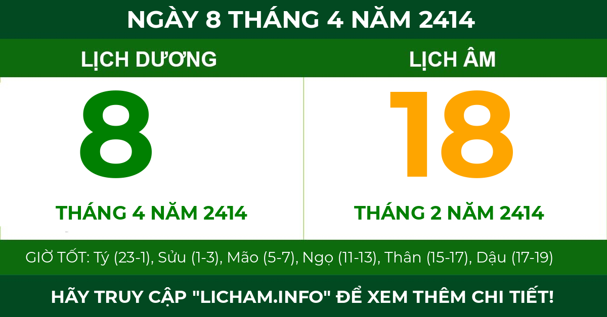 lịch âm ngày 8 tháng 4 năm 2414