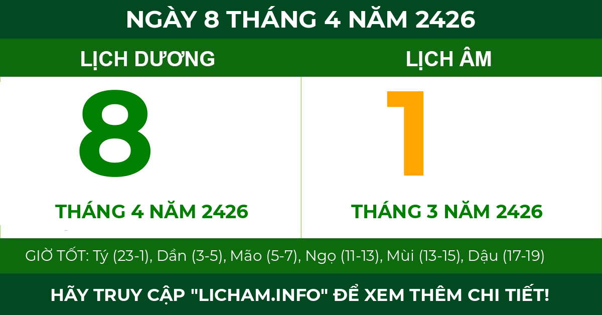 lịch âm ngày 8 tháng 4 năm 2426