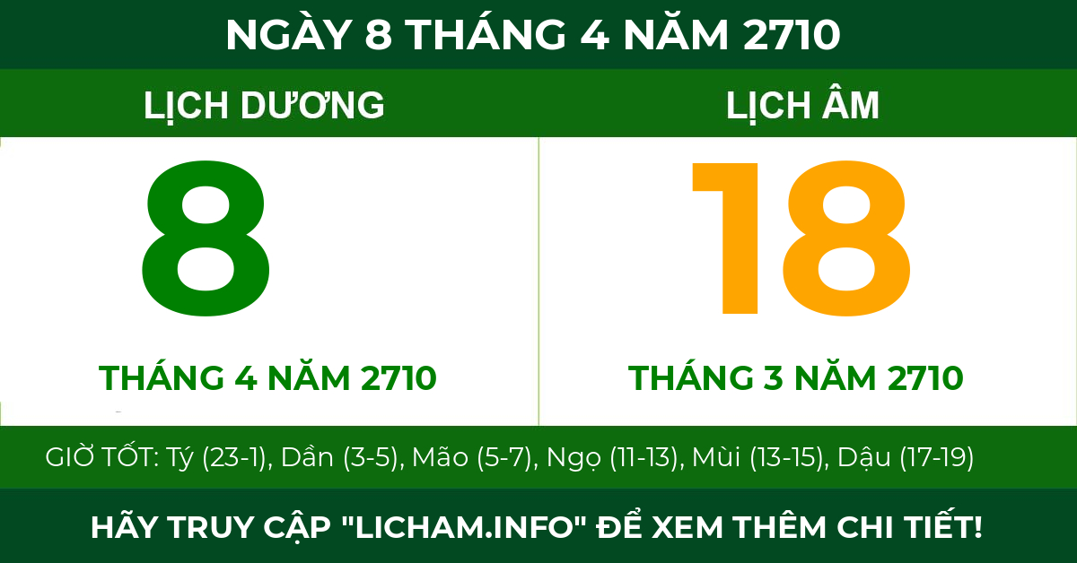lịch âm ngày 8 tháng 4 năm 2710