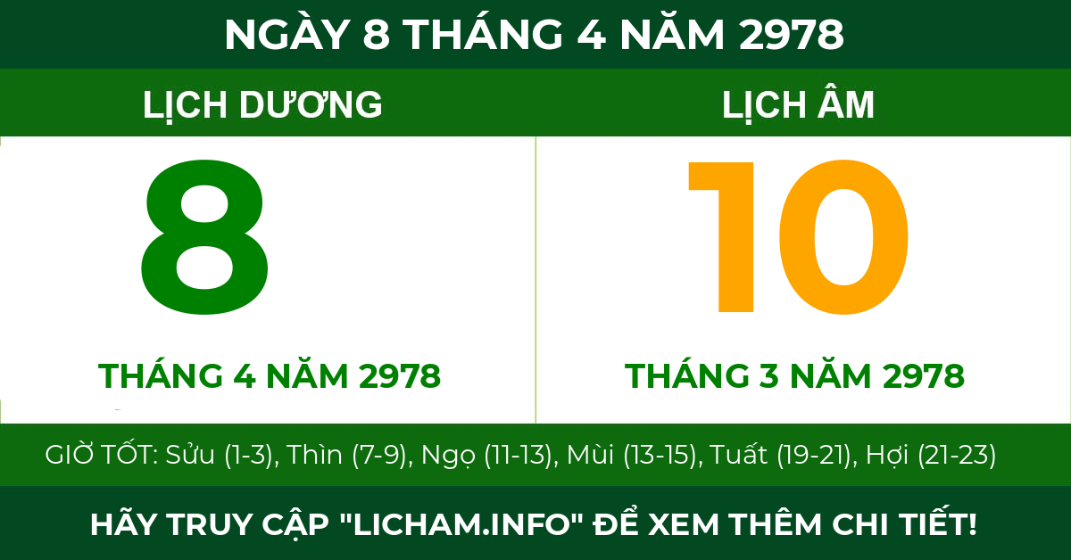 lịch âm ngày 8 tháng 4 năm 2978