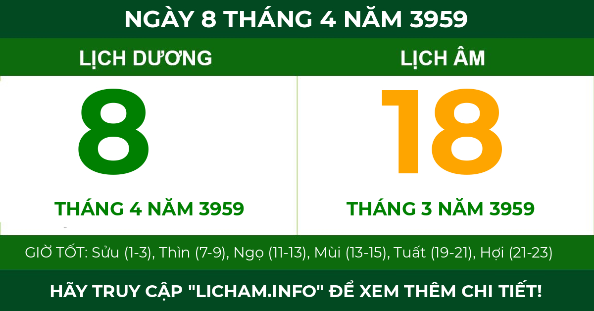 lịch âm ngày 8 tháng 4 năm 3959