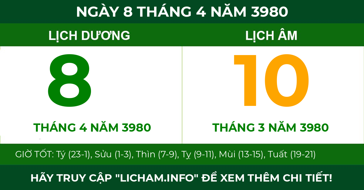 lịch âm ngày 8 tháng 4 năm 3980