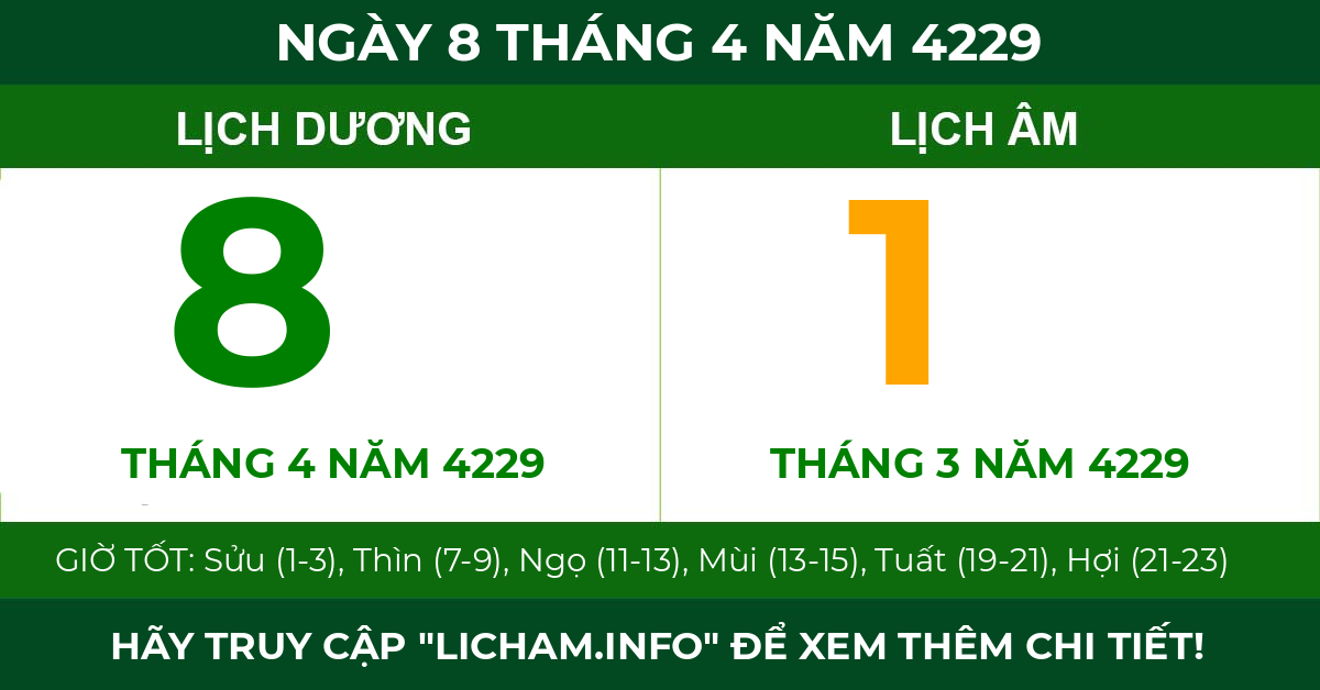lịch âm ngày 8 tháng 4 năm 4229