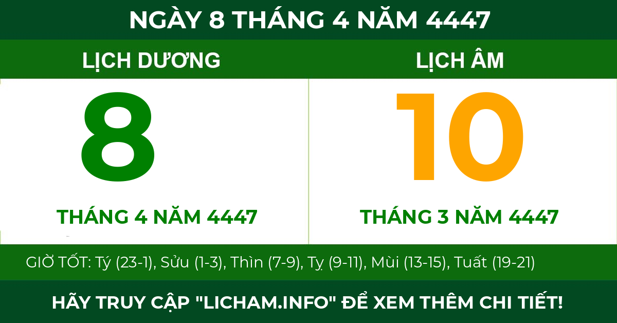 lịch âm ngày 8 tháng 4 năm 4447