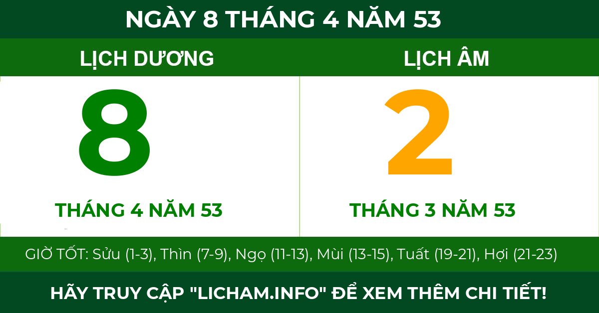 lịch âm ngày 8 tháng 4 năm 53