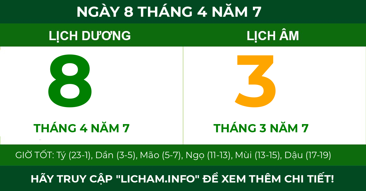lịch âm ngày 8 tháng 4 năm 7