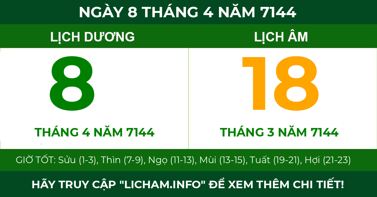 lịch âm ngày 8 tháng 4 năm 7144