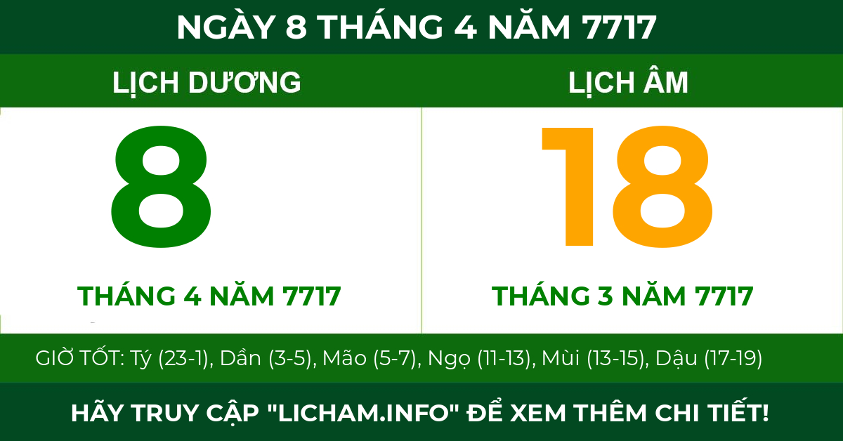 lịch âm ngày 8 tháng 4 năm 7717