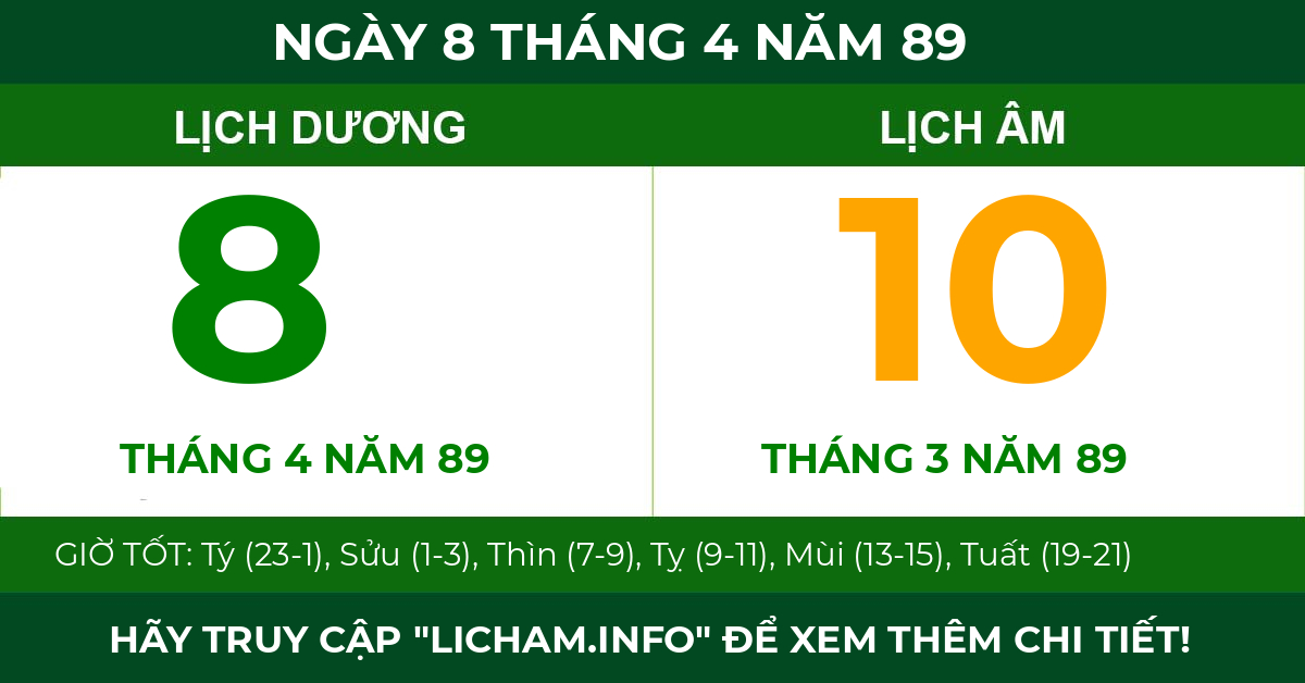 lịch âm ngày 8 tháng 4 năm 89