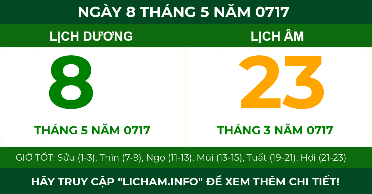 lịch âm ngày 8 tháng 5 năm 0717