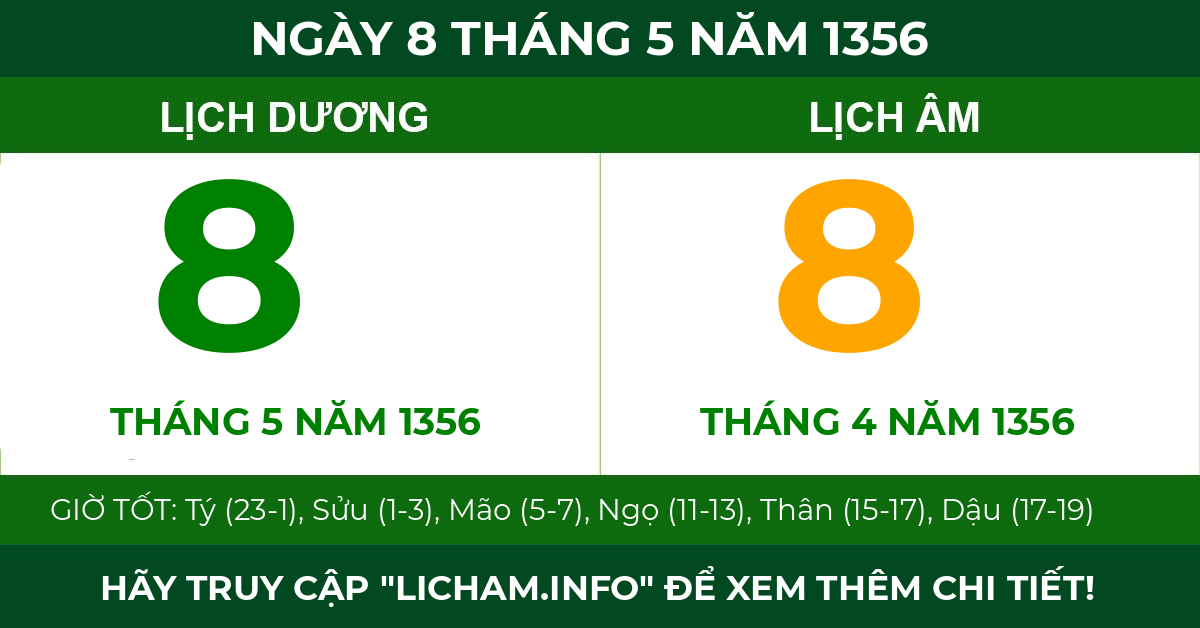 lịch âm ngày 8 tháng 5 năm 1356