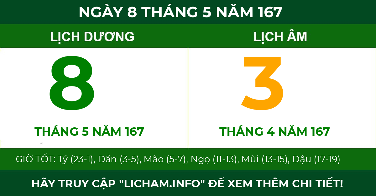 lịch âm ngày 8 tháng 5 năm 167