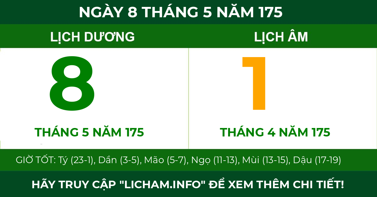 lịch âm ngày 8 tháng 5 năm 175
