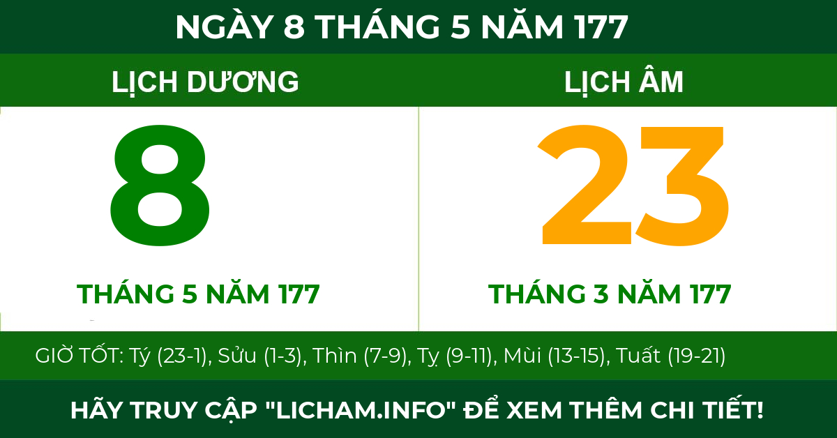 lịch âm ngày 8 tháng 5 năm 177