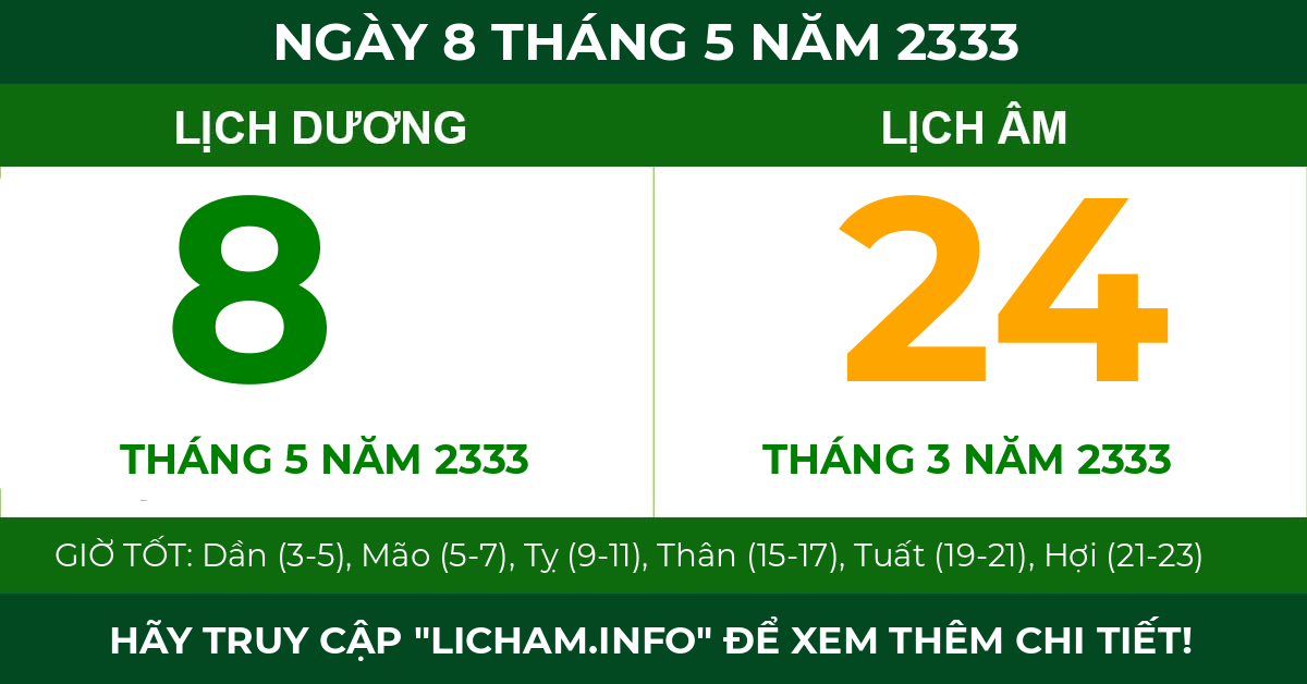 lịch âm ngày 8 tháng 5 năm 2333