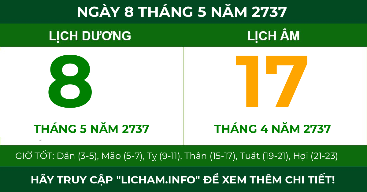lịch âm ngày 8 tháng 5 năm 2737