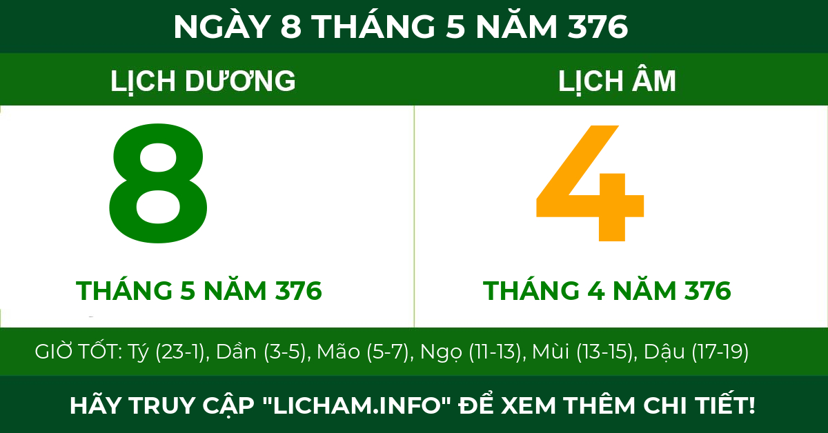 lịch âm ngày 8 tháng 5 năm 376