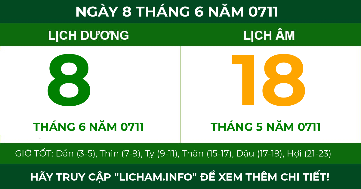 lịch âm ngày 8 tháng 6 năm 0711