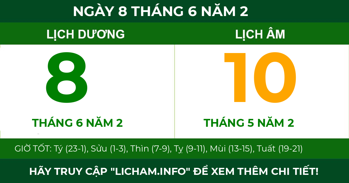 lịch âm ngày 8 tháng 6 năm 2