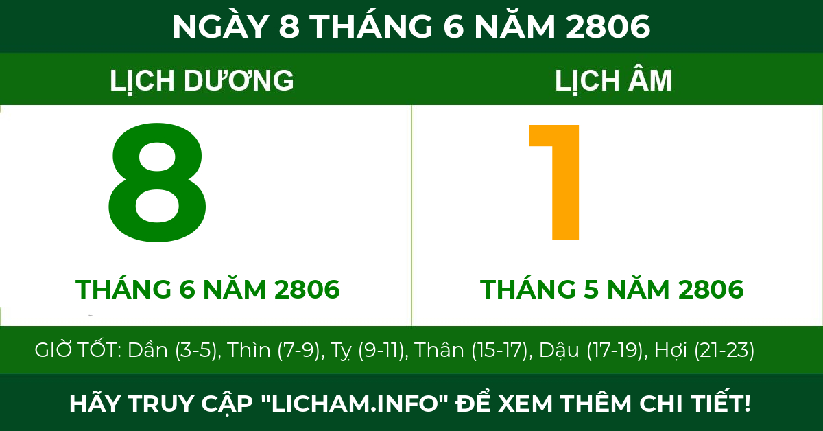lịch âm ngày 8 tháng 6 năm 2806