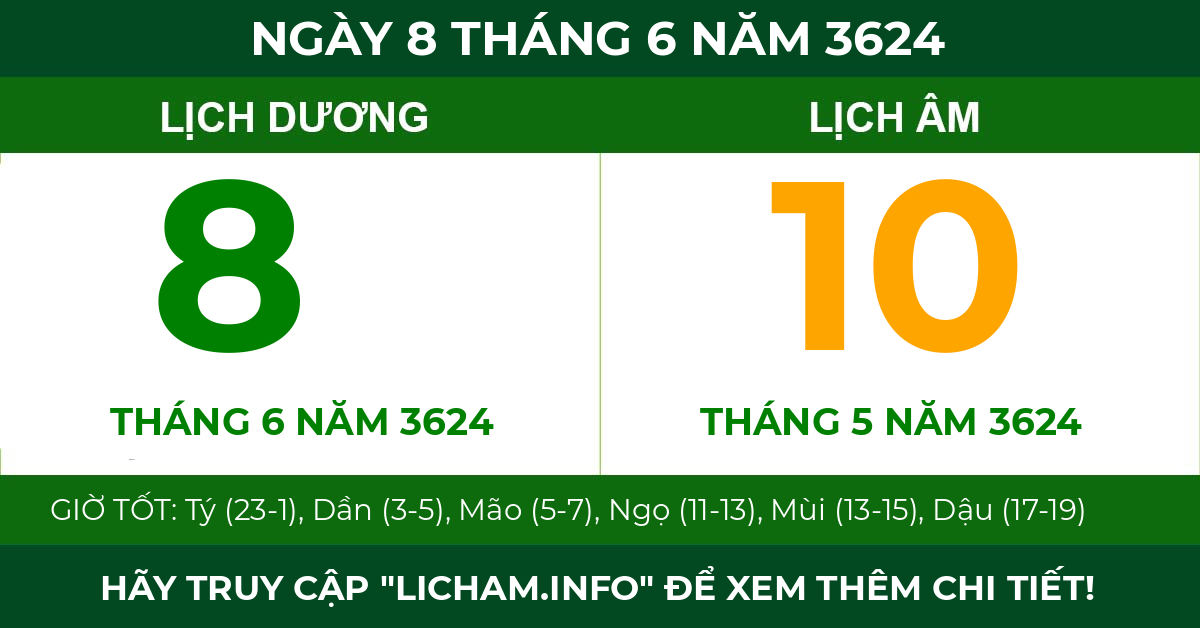 lịch âm ngày 8 tháng 6 năm 3624