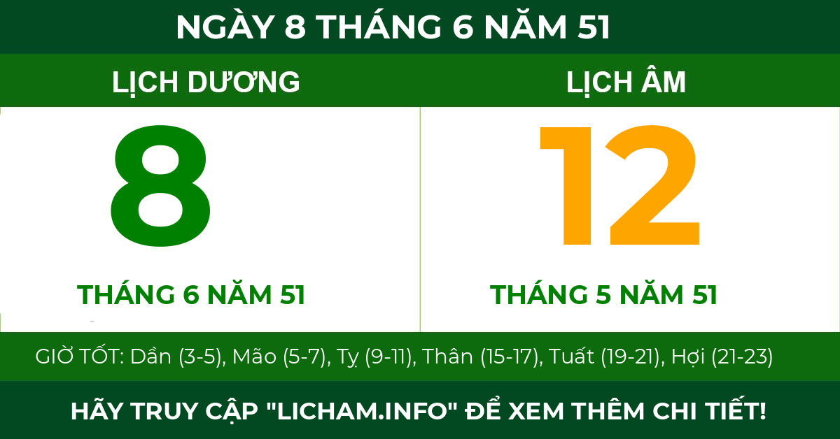 lịch âm ngày 8 tháng 6 năm 51