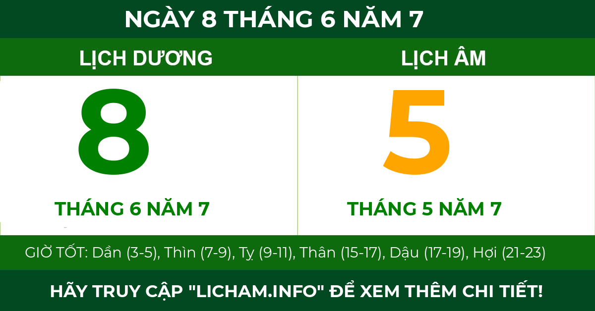 lịch âm ngày 8 tháng 6 năm 7