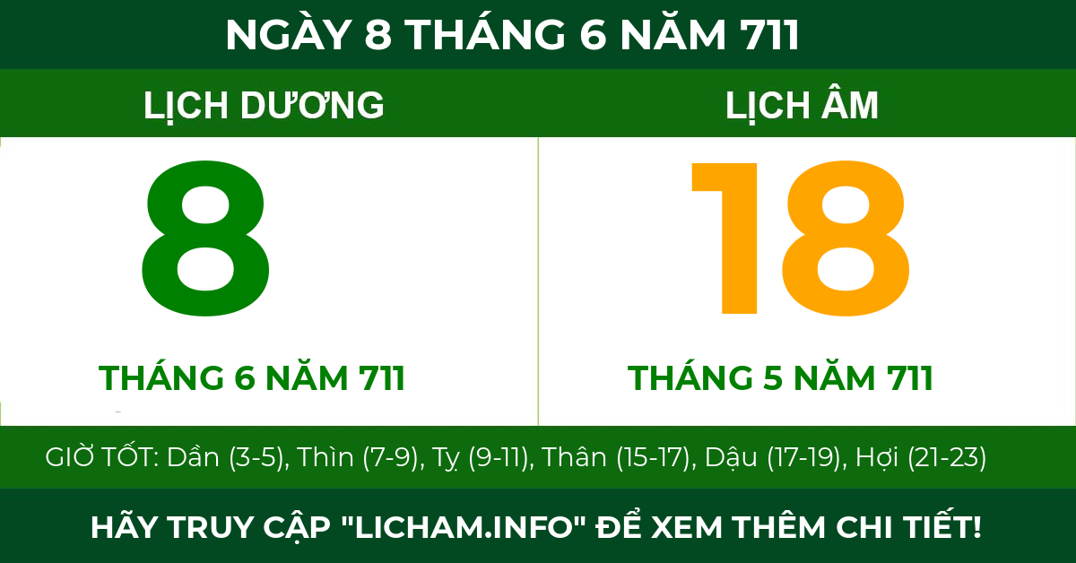 lịch âm ngày 8 tháng 6 năm 711