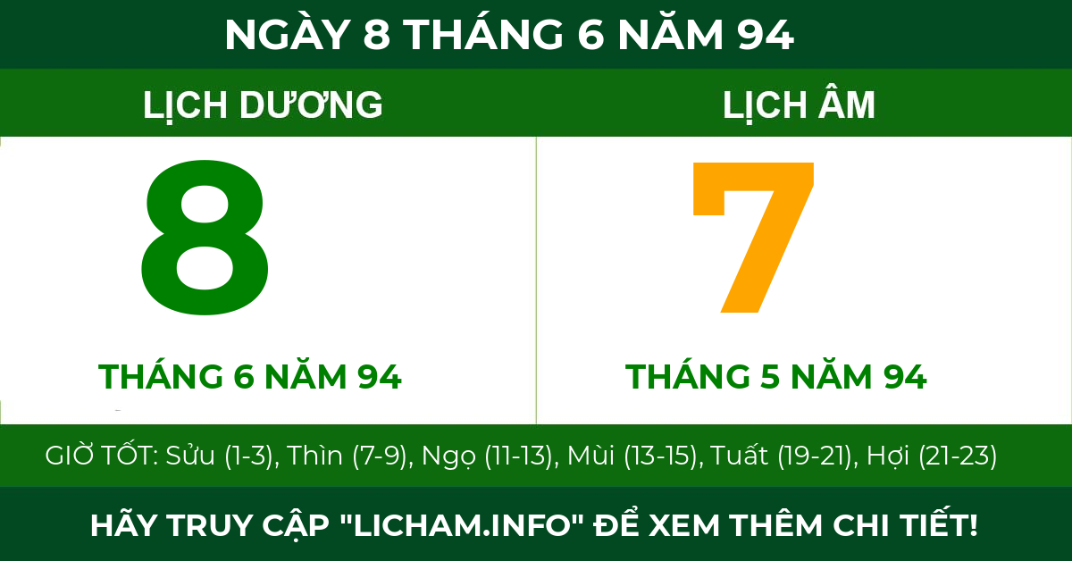 lịch âm ngày 8 tháng 6 năm 94
