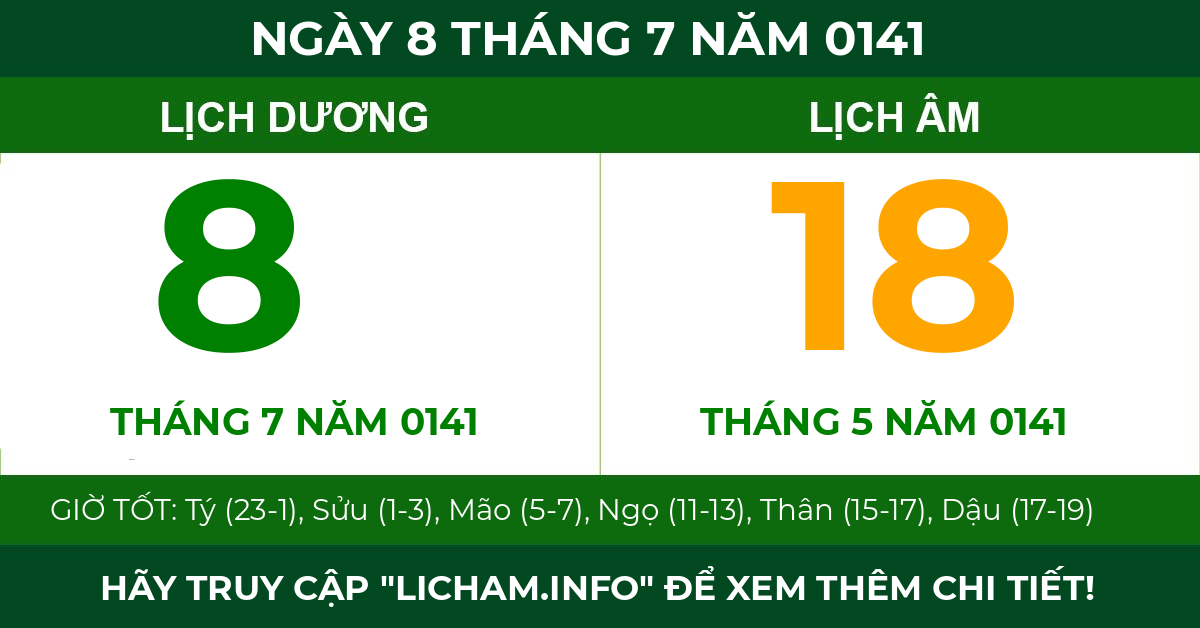 lịch âm ngày 8 tháng 7 năm 0141