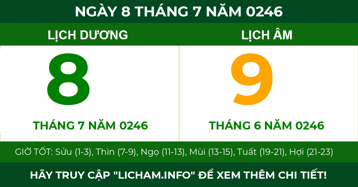 lịch âm ngày 8 tháng 7 năm 0246