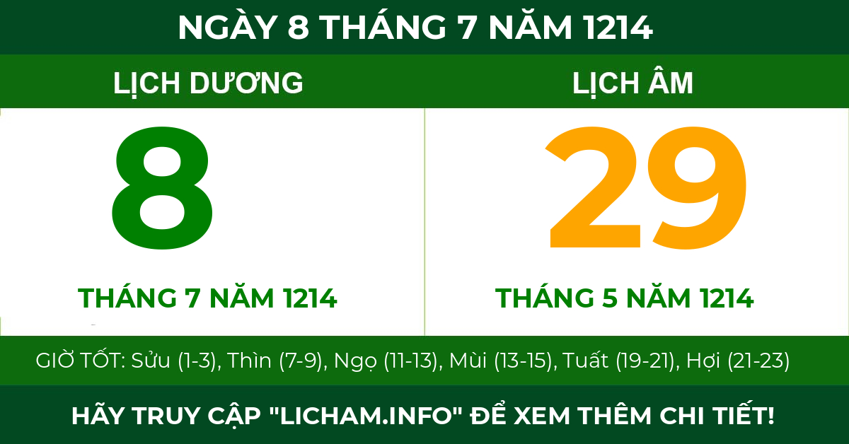 lịch âm ngày 8 tháng 7 năm 1214