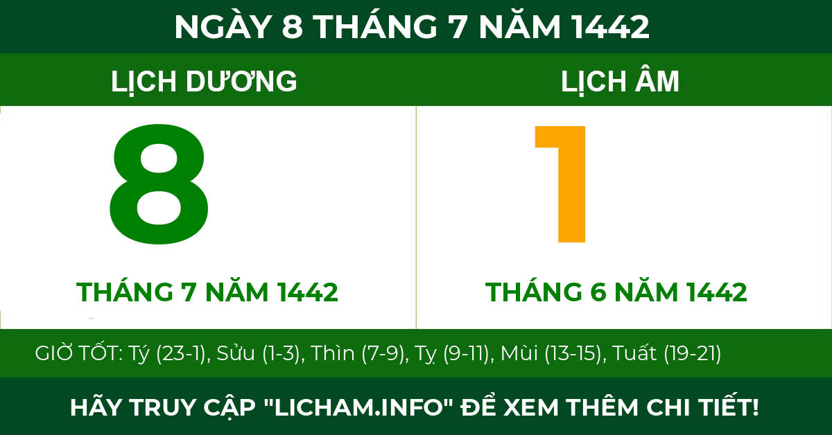 lịch âm ngày 8 tháng 7 năm 1442
