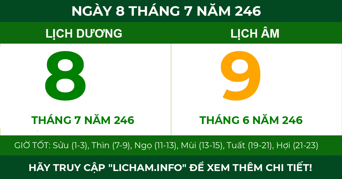 lịch âm ngày 8 tháng 7 năm 246