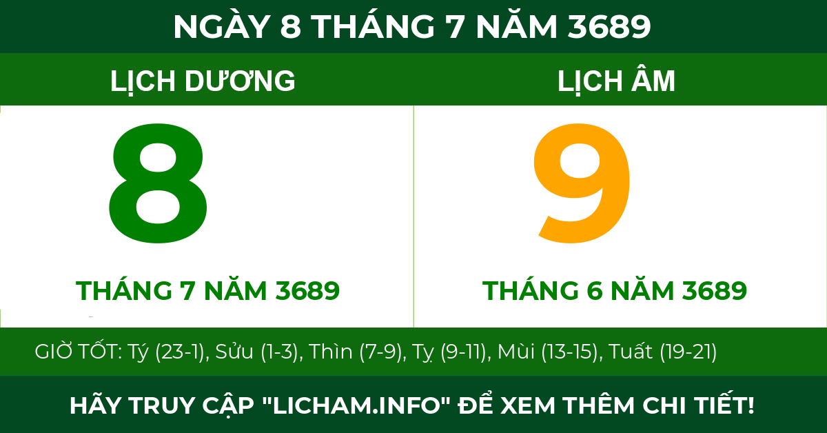 lịch âm ngày 8 tháng 7 năm 3689