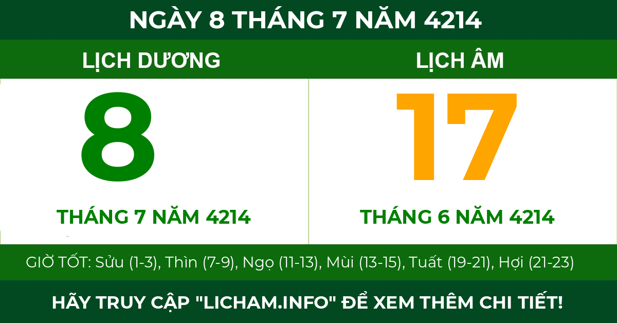 lịch âm ngày 8 tháng 7 năm 4214
