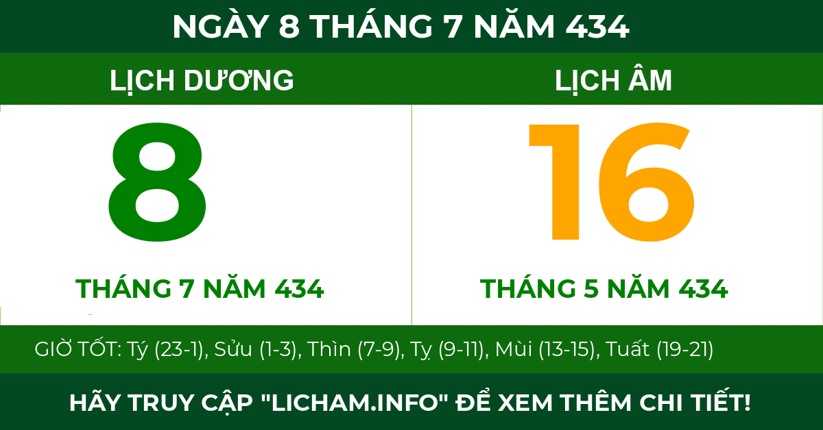 lịch âm ngày 8 tháng 7 năm 434